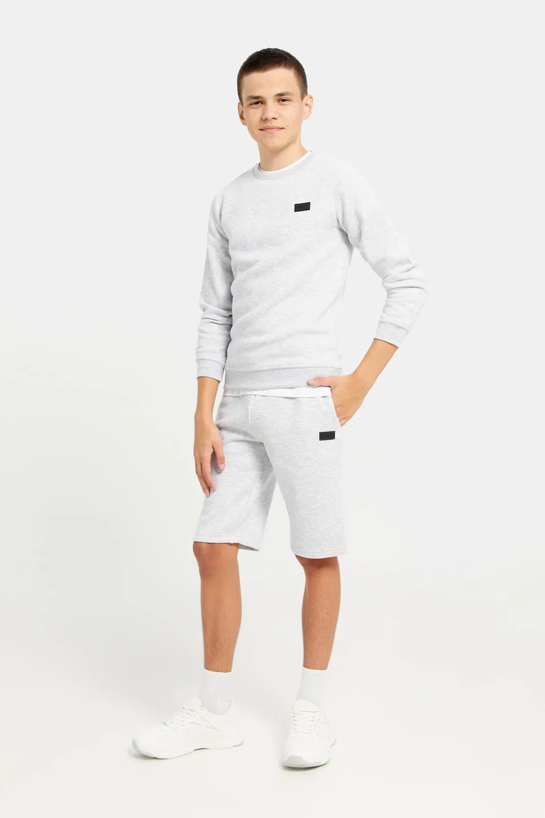 Senior Boys Ecru Mel Plain Sweatshirt sold by Redtag product image thumbnail 2