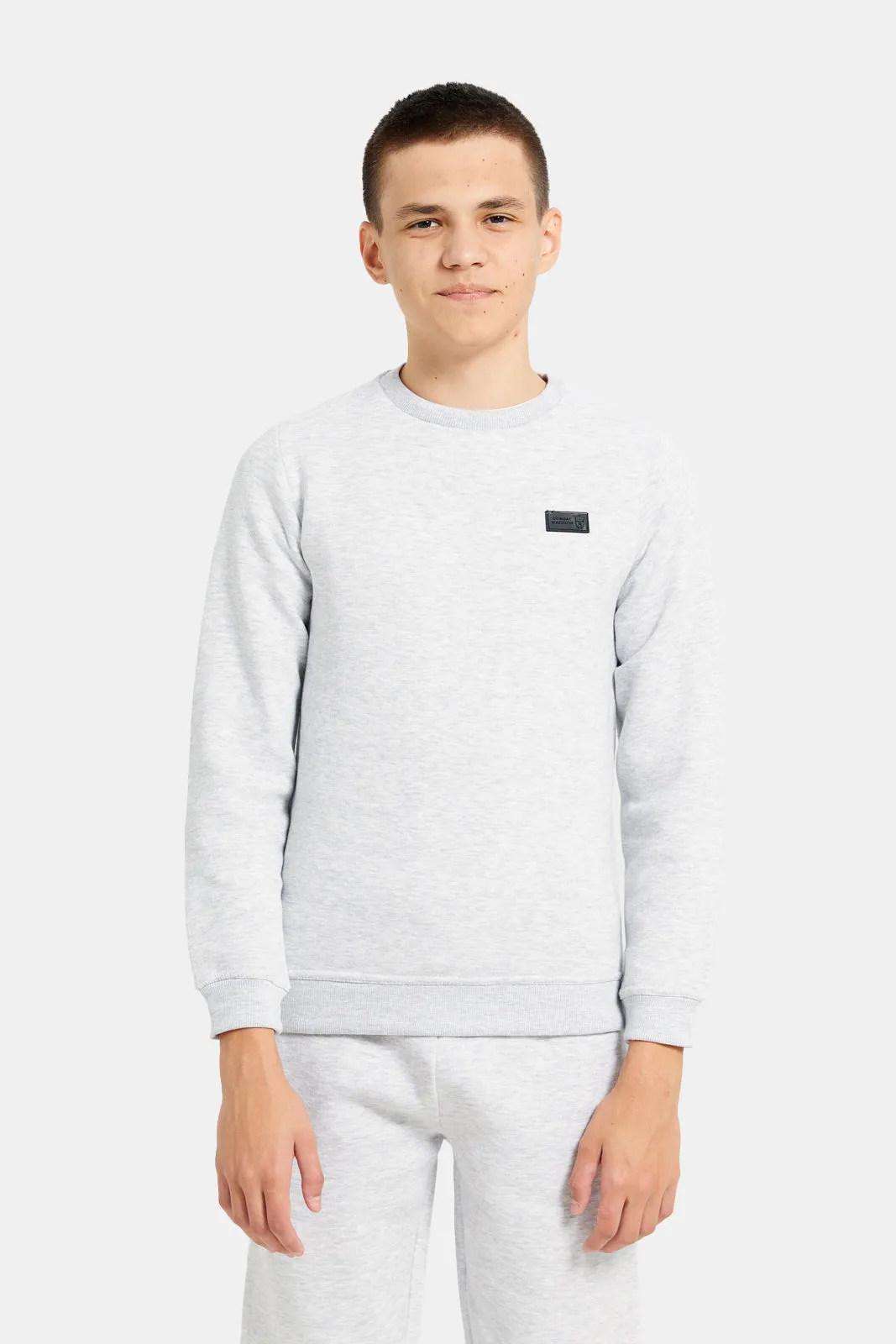 Senior Boys Ecru Mel Plain Sweatshirt sold by Redtag