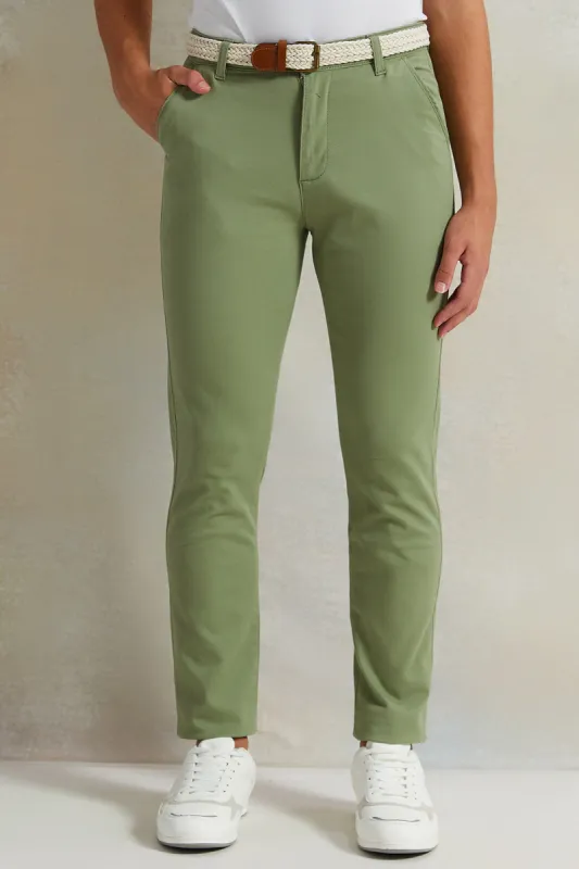 Senior Boys Green Belted Casual Trousers sold by Redtag