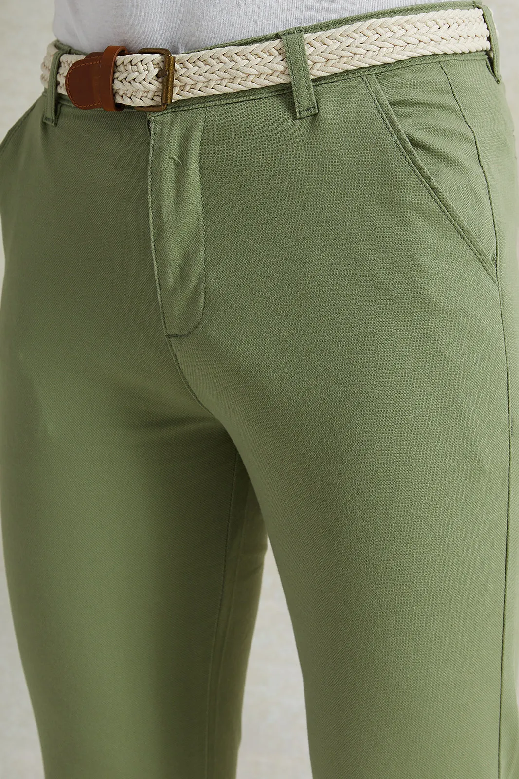Senior Boys Green Belted Casual Trousers sold by Redtag product image thumbnail 4