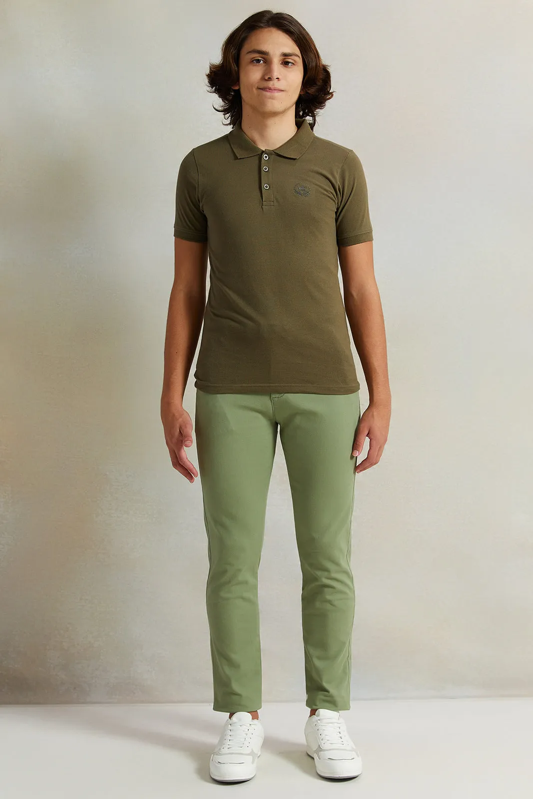 Senior Boys Green Belted Casual Trousers sold by Redtag product image thumbnail 2