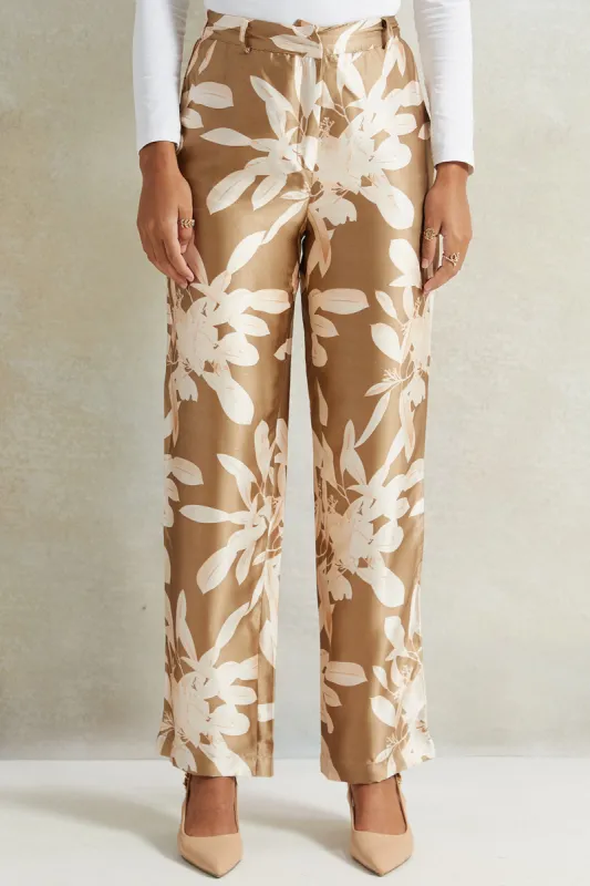 Women Brown Printed Wide Leg Trouser sold by Redtag