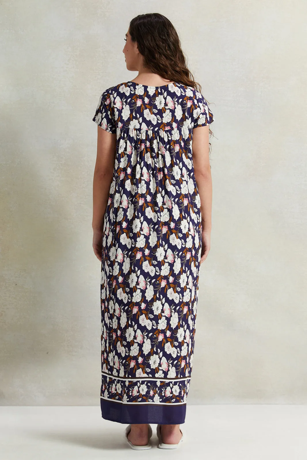 Women Navy Lace Short Sleeves Nightgown sold by Redtag product image thumbnail 3