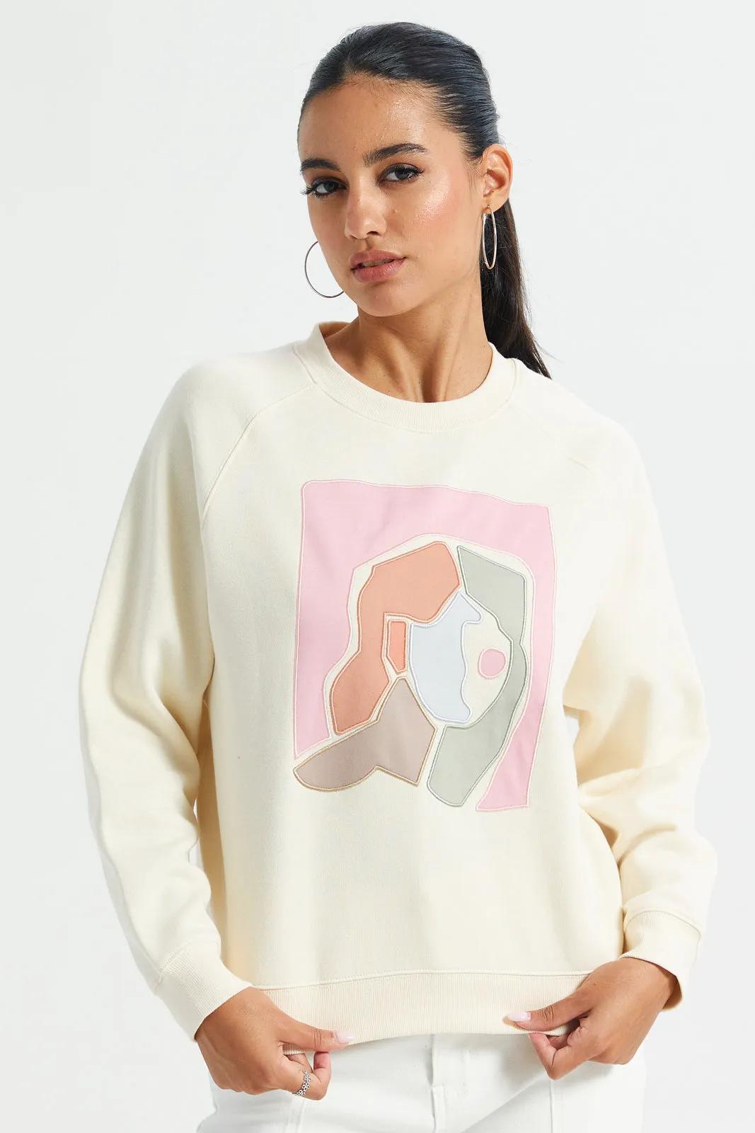 Women White Lady Patch Sweatshirt sold by Redtag