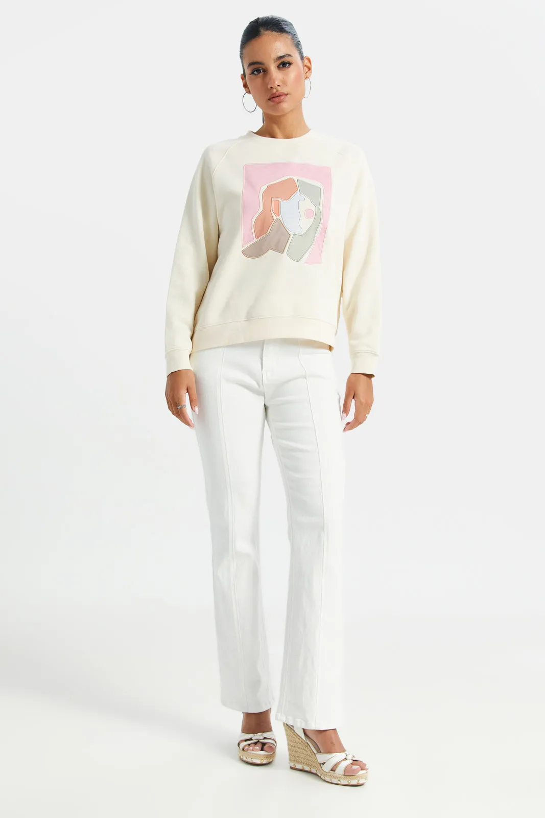 Women White Lady Patch Sweatshirt sold by Redtag product image thumbnail 2