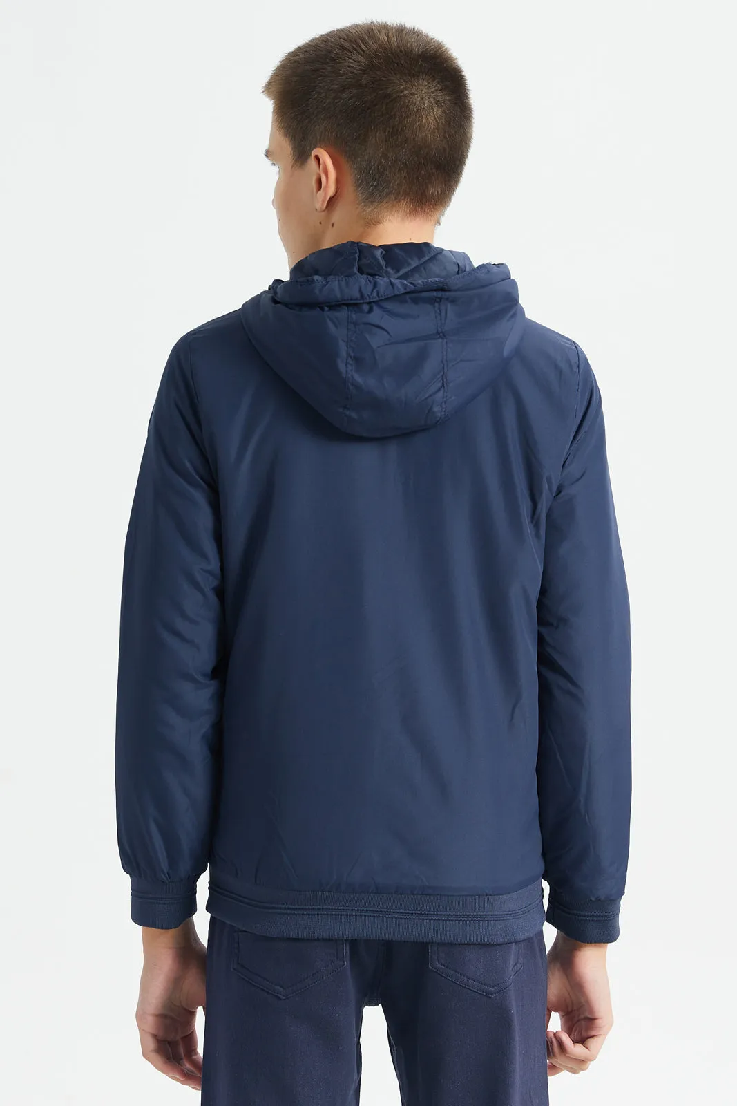 Senior Boys Navy Hooded Jacket sold by Redtag product image thumbnail 3
