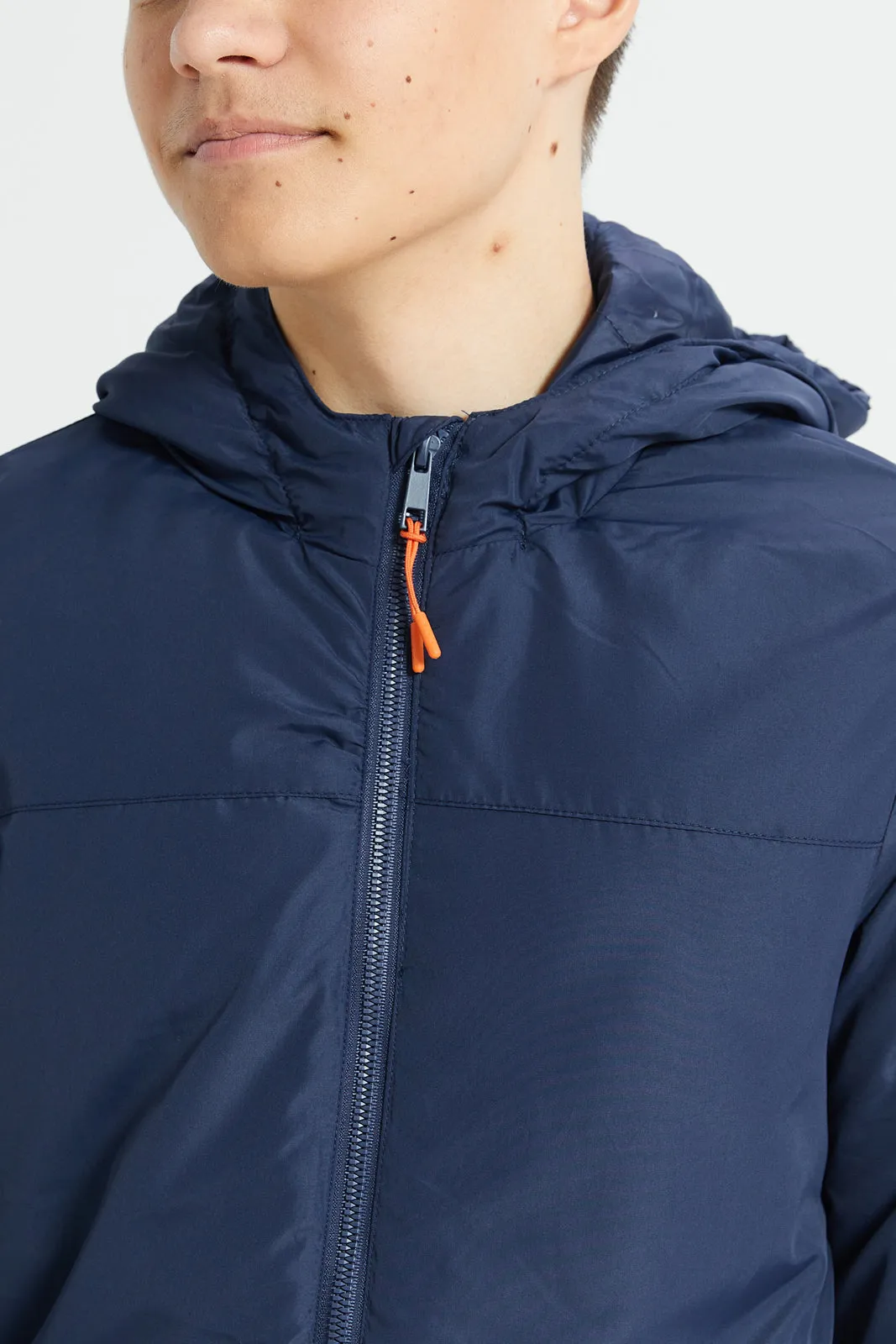 Senior Boys Navy Hooded Jacket sold by Redtag product image thumbnail 4