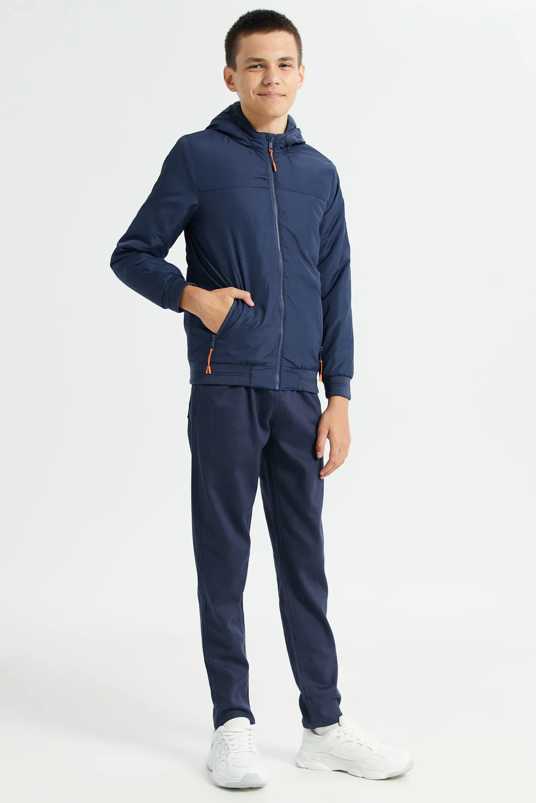 Senior Boys Navy Hooded Jacket sold by Redtag product image thumbnail 2