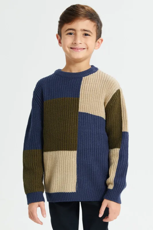 Boys Navy Knitted Pullover sold by Redtag