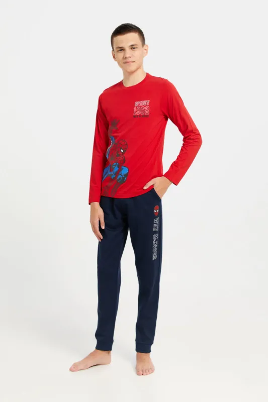 Senior Boys Red Spiderman Print Pyjama Set (2 Piece) sold by Redtag
