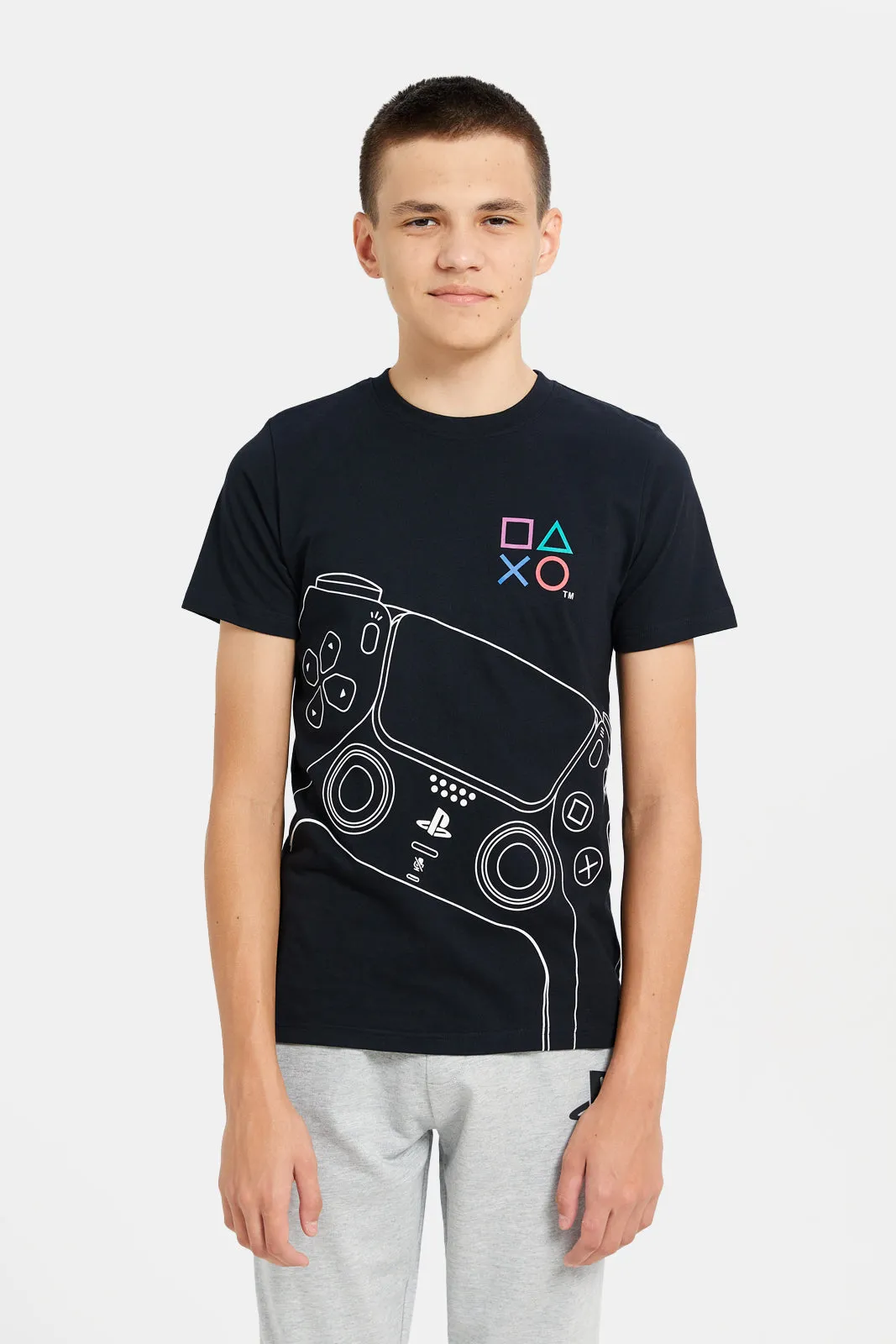 Senior Boys Black And Grey Playstation Pyjama Set (2 Piece) sold by Redtag product image thumbnail 2