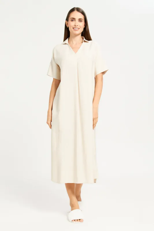 Women Beige Kaftan Dress sold by Redtag