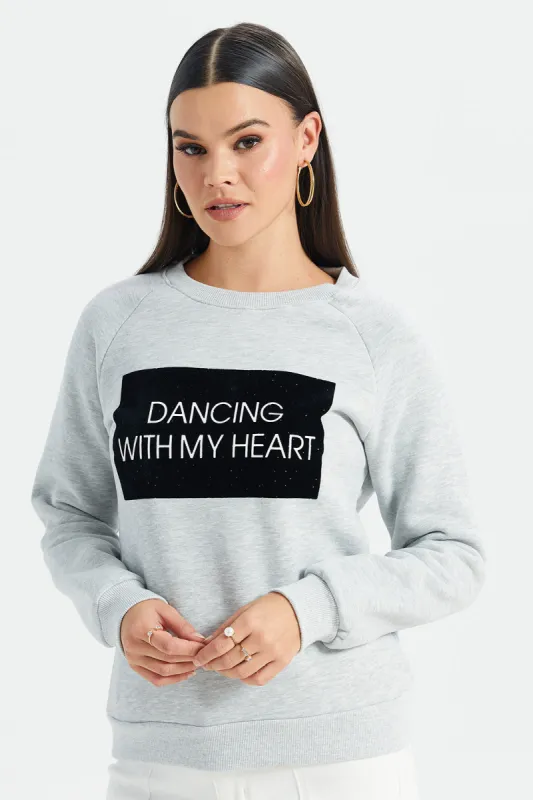 Women Grey Printed Sweatshirt sold by Redtag