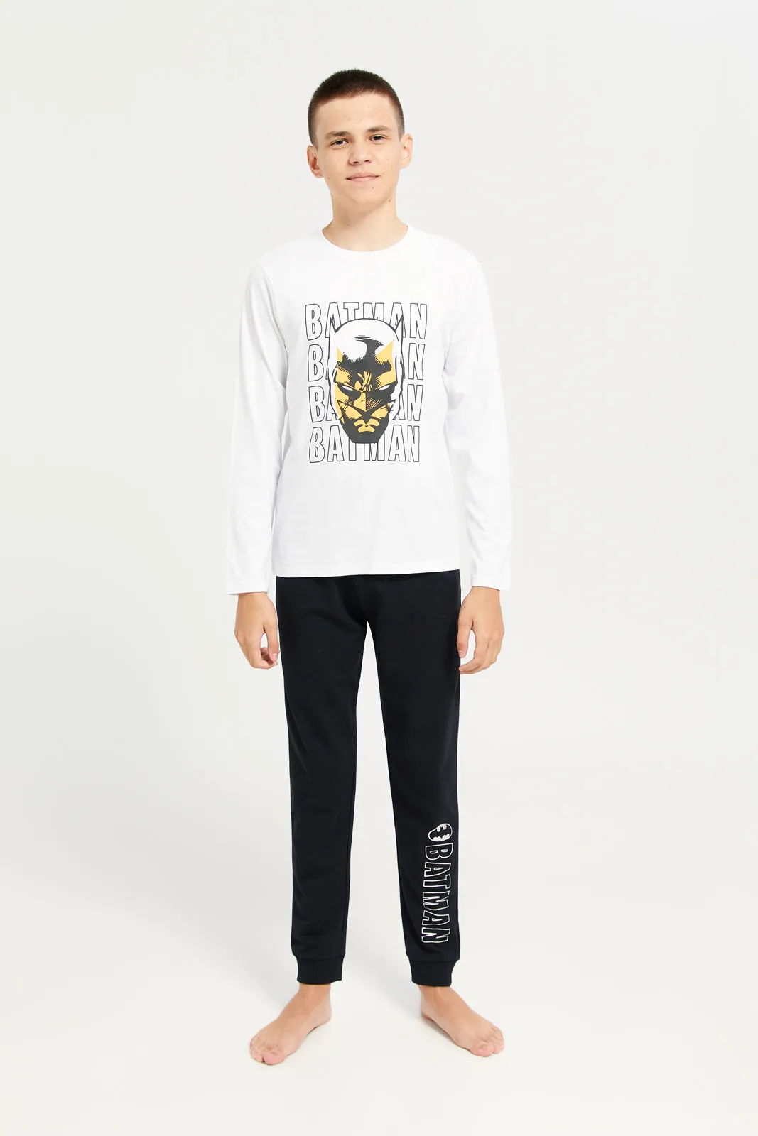 Senior Boys White And Black Batman Pyjama Set (2 Piece) sold by Redtag