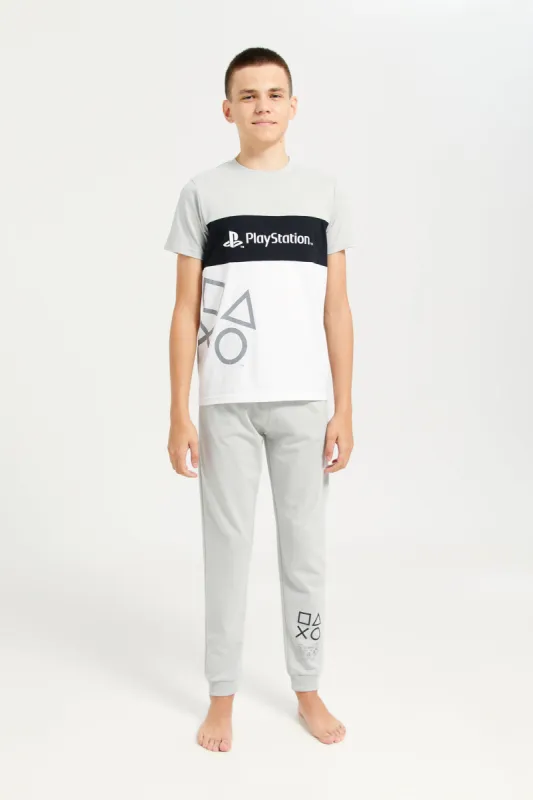 Senior Boys Grey Play Station Printed Pyjama Set (2 Piece) sold by Redtag