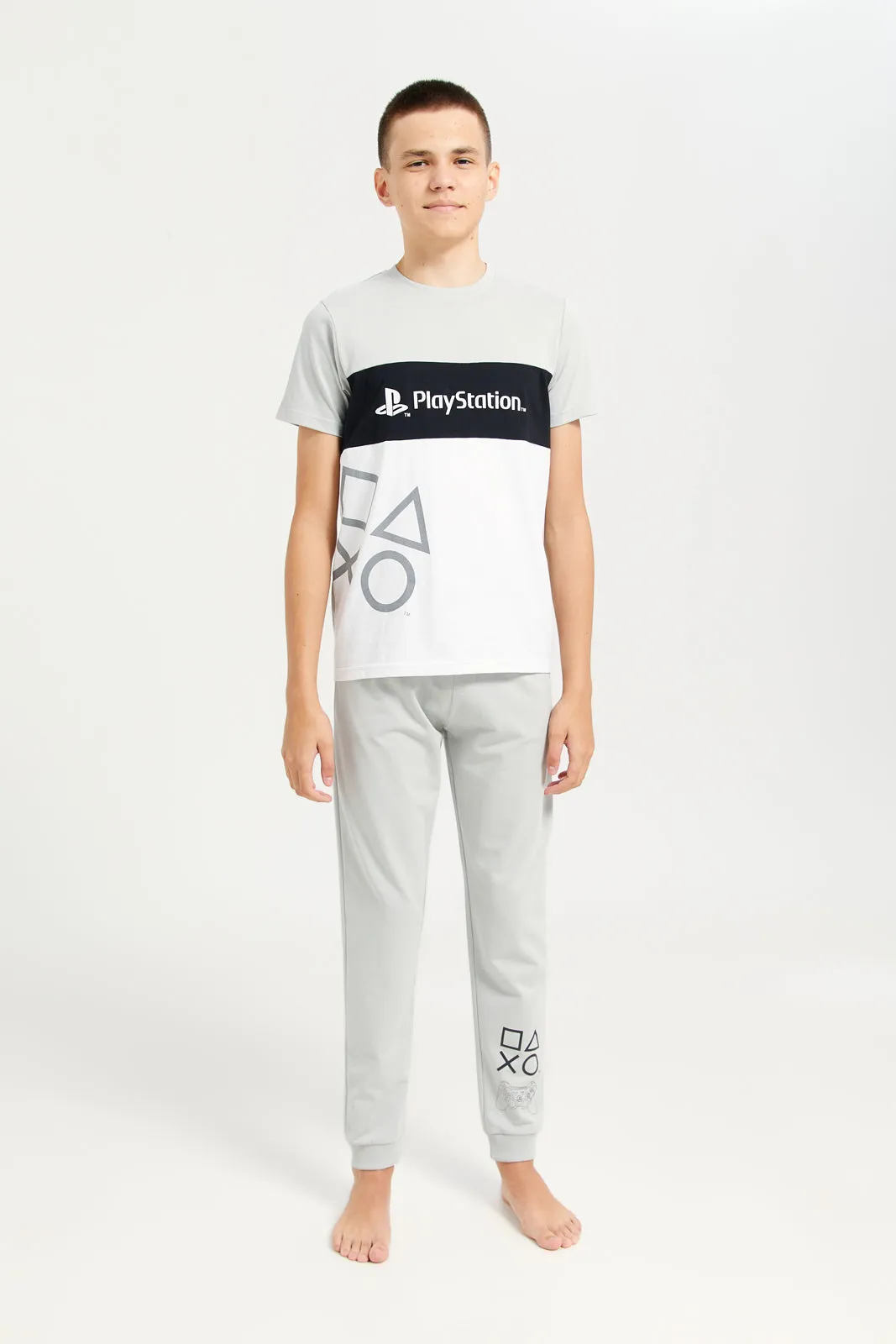Senior Boys Grey Play Station Printed Pyjama Set (2 Piece) sold by Redtag
