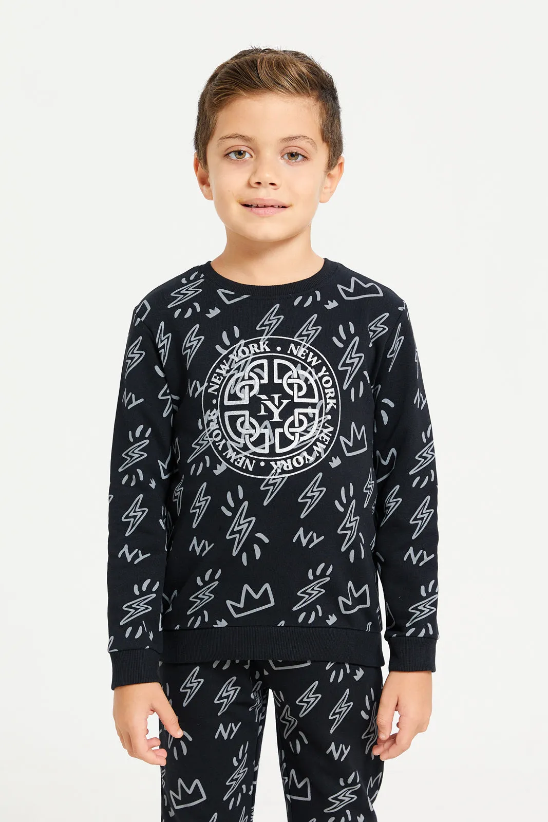 Boys Black Printed Jogger Set (2 Piece) sold by Redtag product image thumbnail 2