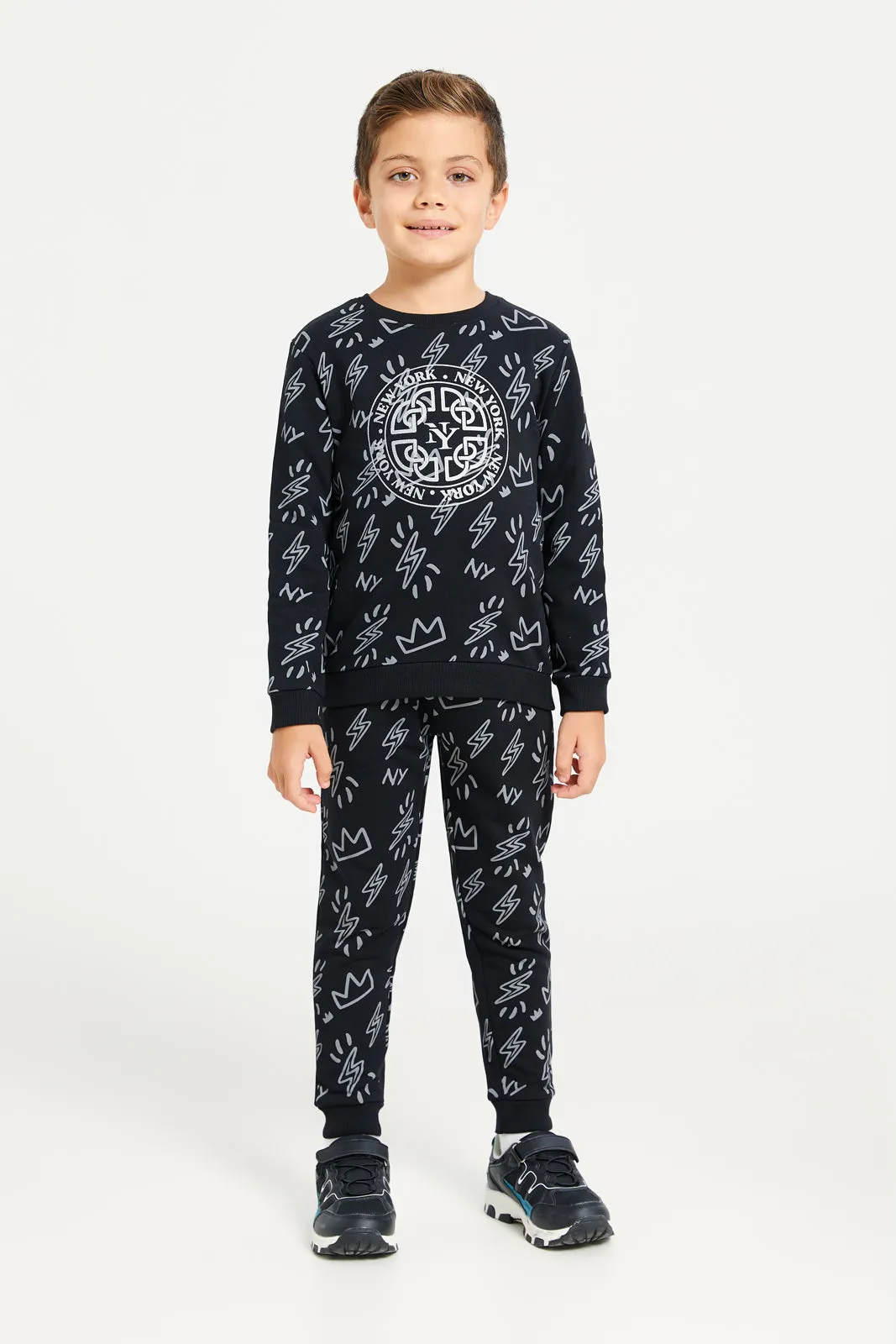 Boys Black Printed Jogger Set (2 Piece) sold by Redtag