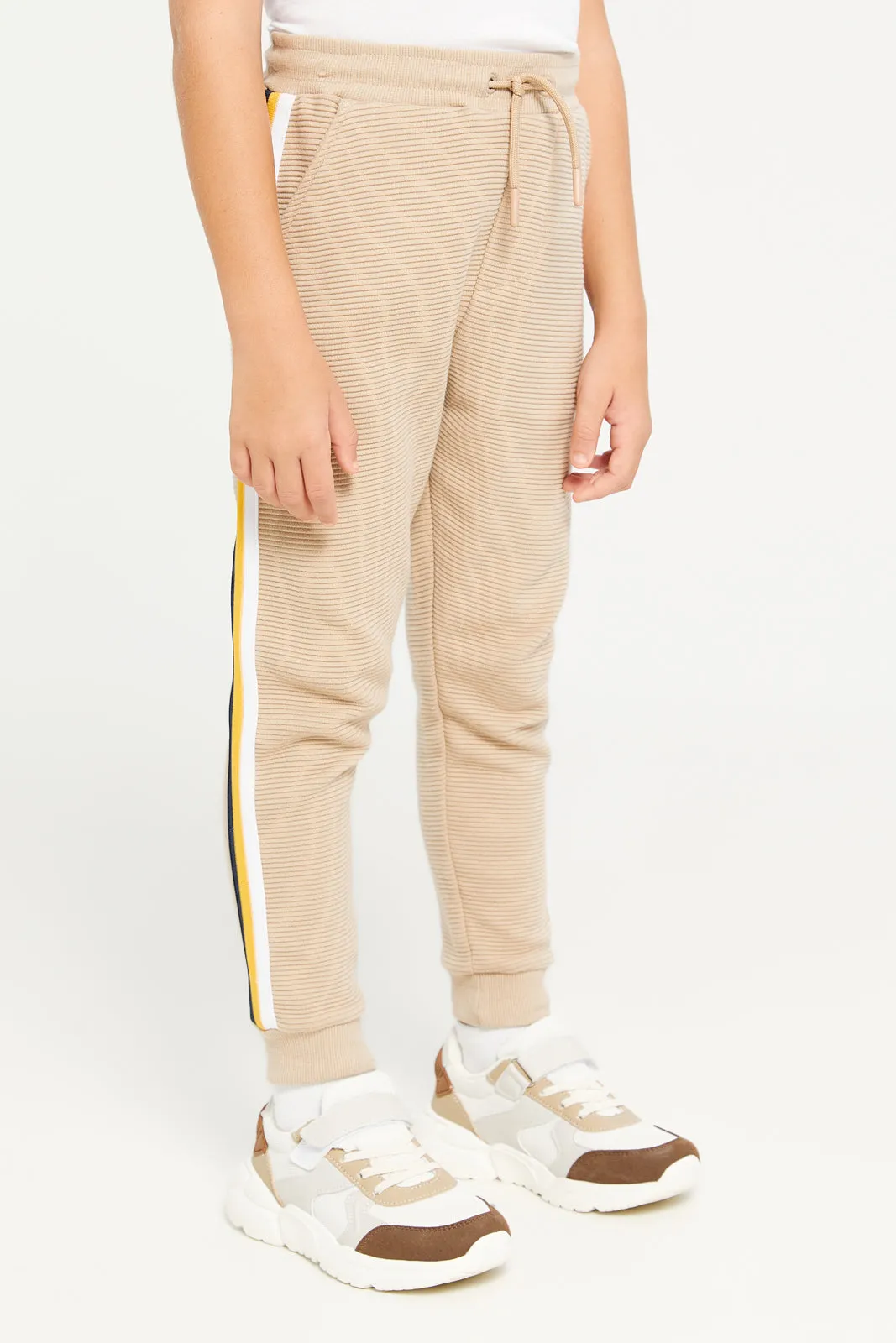 Boys Beige Jacquard Jogger Set (2 Piece) sold by Redtag product image thumbnail 3