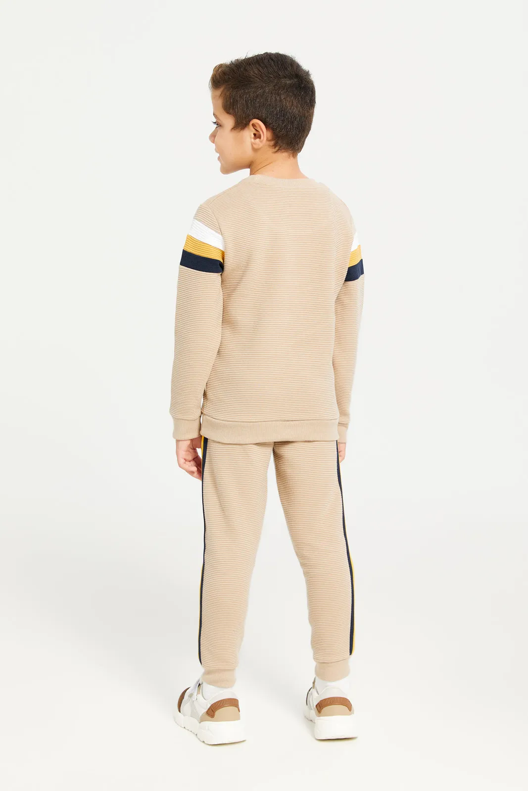 Boys Beige Jacquard Jogger Set (2 Piece) sold by Redtag product image thumbnail 4