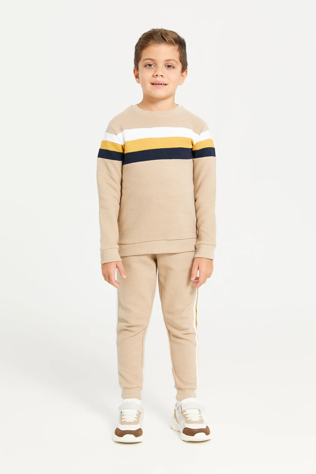 Boys Beige Jacquard Jogger Set (2 Piece) sold by Redtag