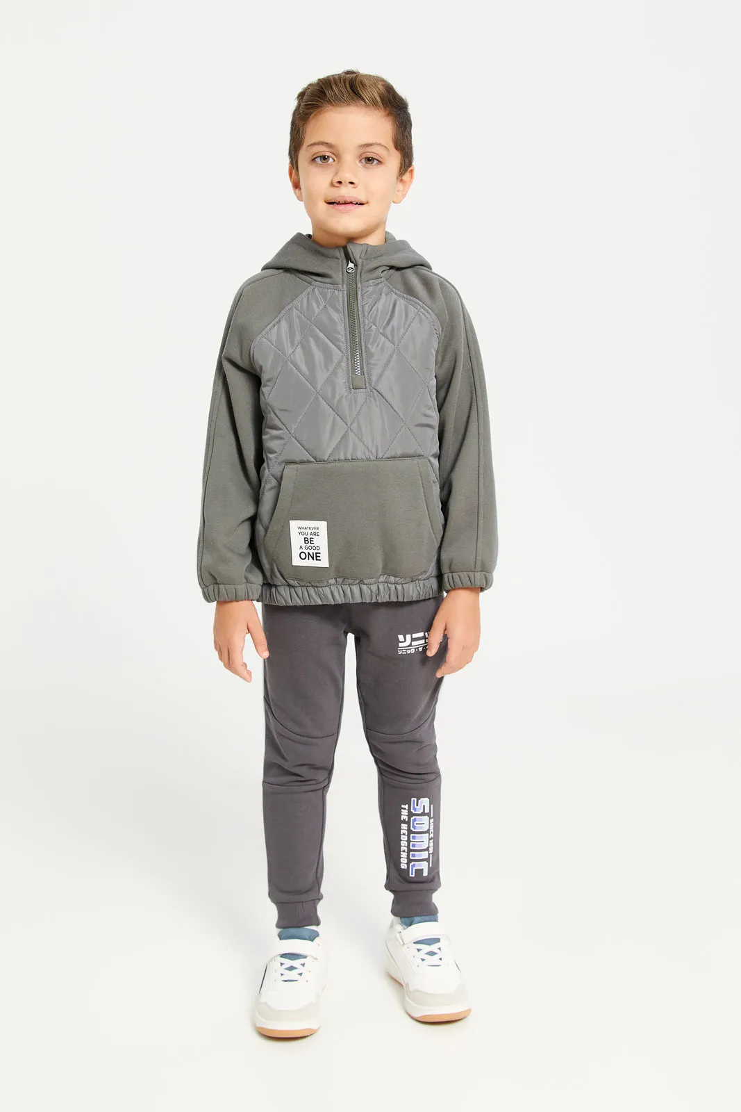 Boys Grey Hooded Sweatshirt sold by Redtag product image thumbnail 2