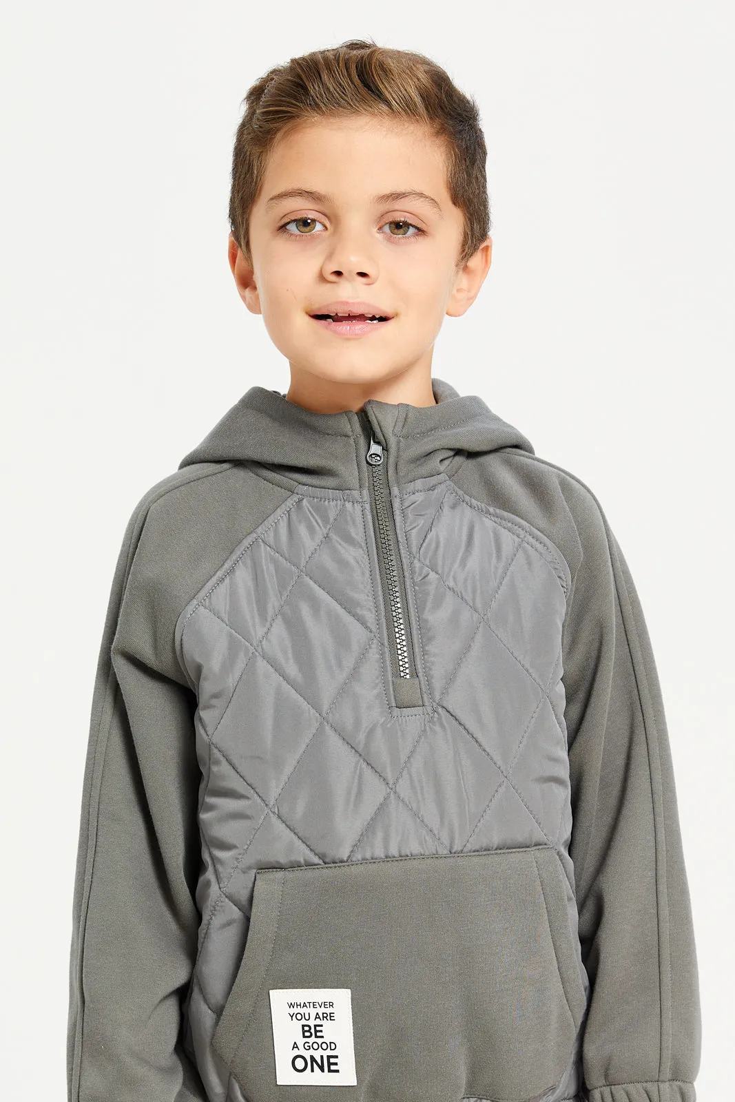 Boys Grey Hooded Sweatshirt sold by Redtag product image thumbnail 4