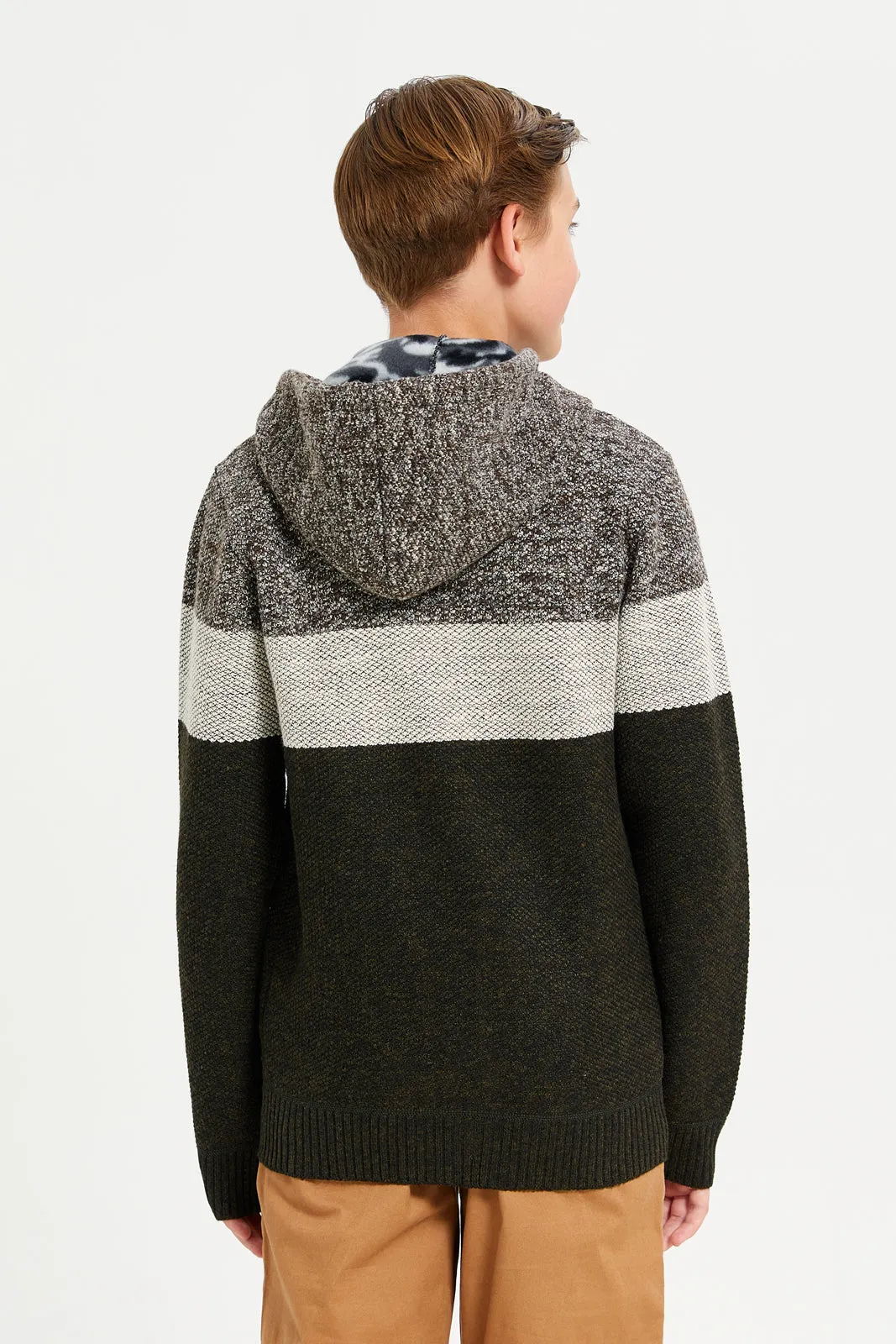 Senior Boys Assorted Cut And Sew Stripe Hoody Cardigan sold by Redtag product image thumbnail 3