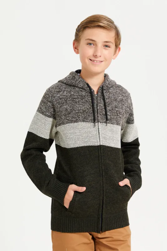 Senior Boys Assorted Cut And Sew Stripe Hoody Cardigan sold by Redtag