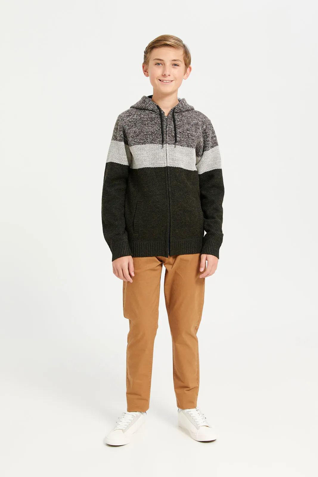 Senior Boys Assorted Cut And Sew Stripe Hoody Cardigan sold by Redtag product image thumbnail 2
