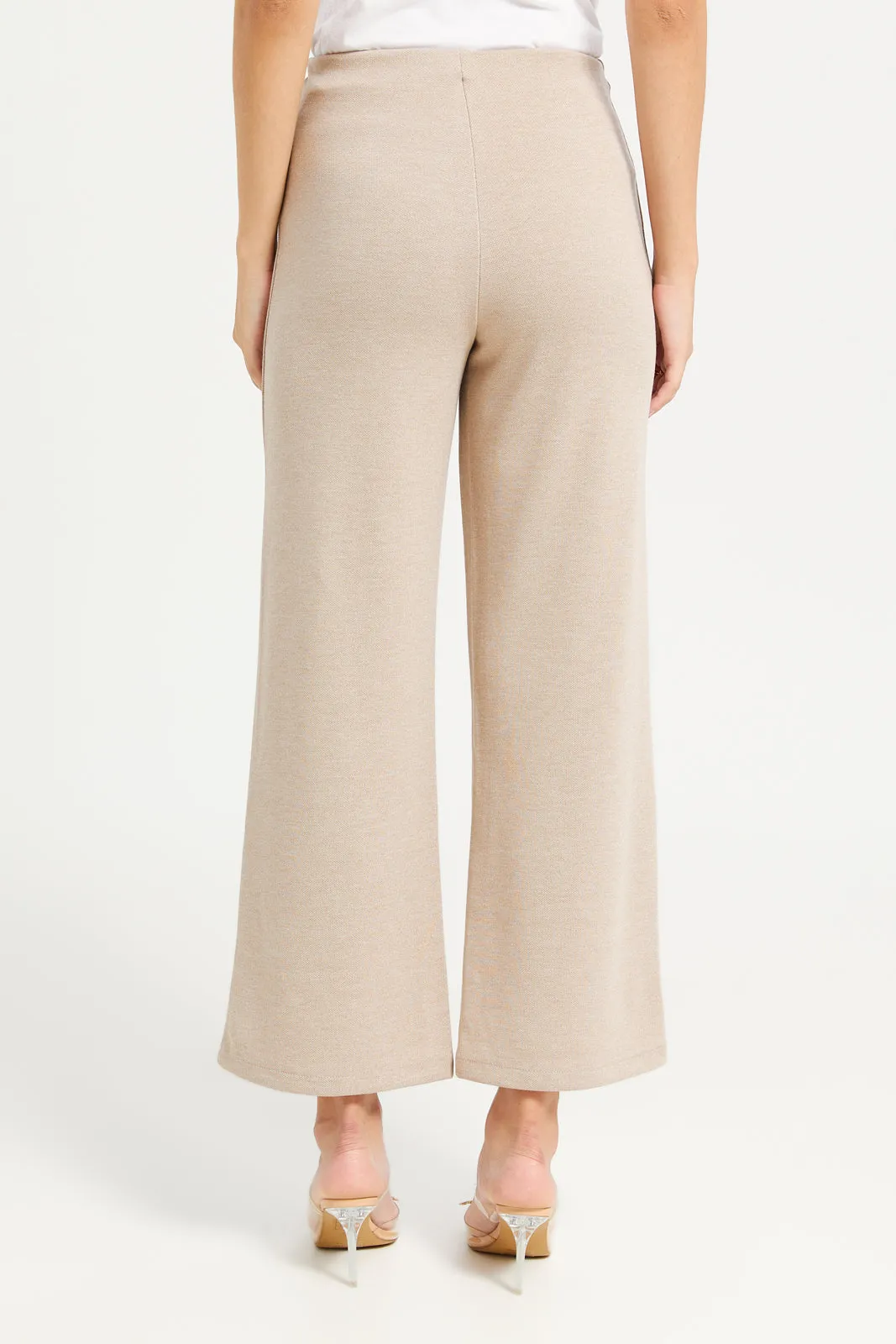 Women Beige Plain Knit Co-Ord Trouser sold by Redtag product image thumbnail 3