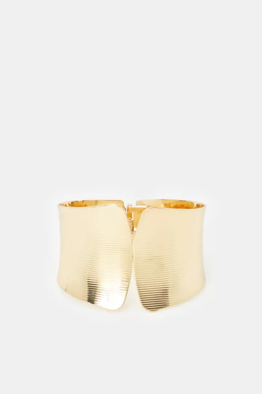 Women Gold Textured Bracelet sold by Redtag
