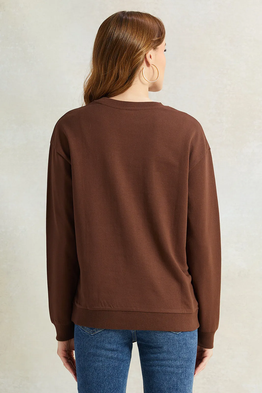 Women Brown Printed Sweatshirt sold by Redtag product image thumbnail 3