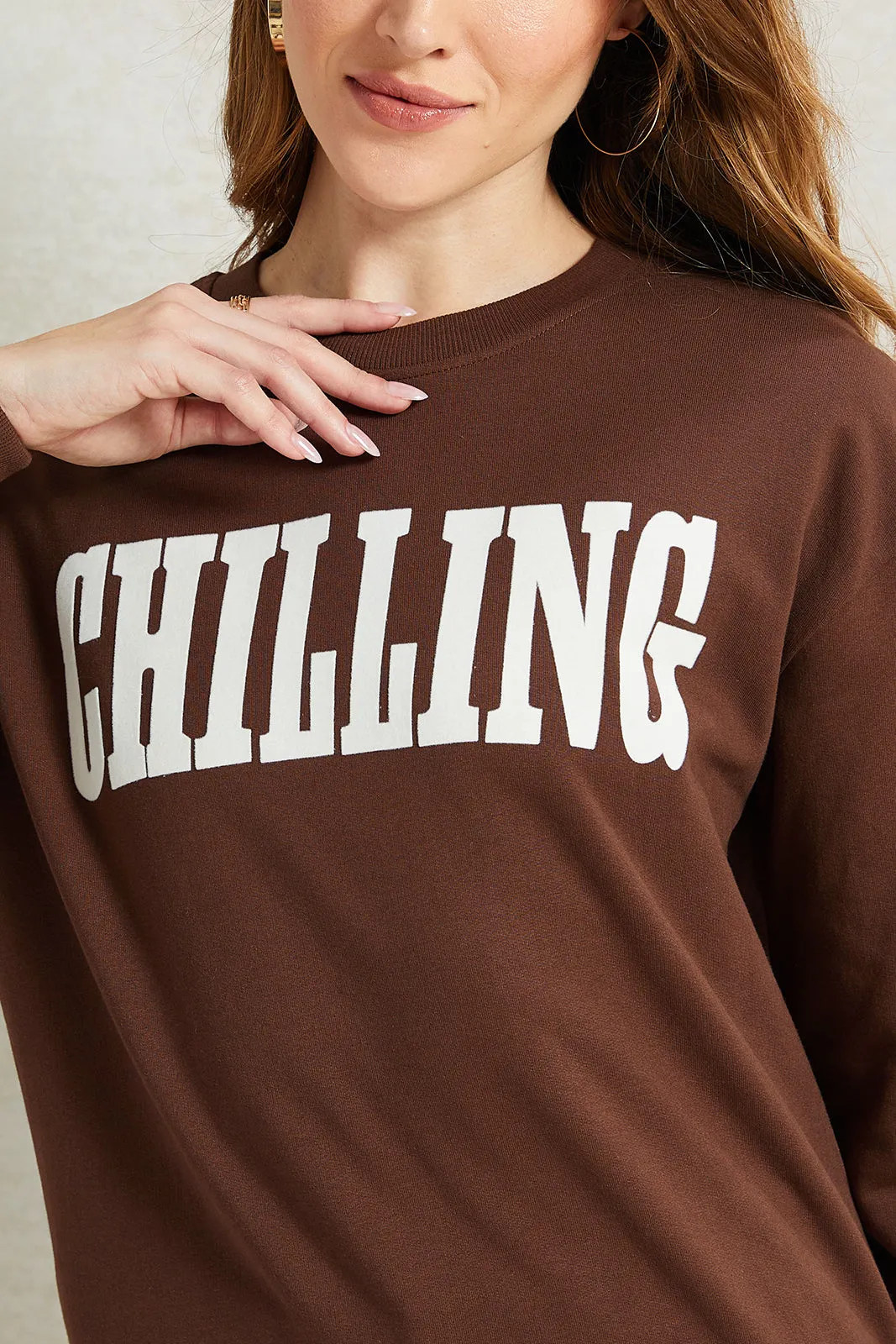 Women Brown Printed Sweatshirt sold by Redtag product image thumbnail 4