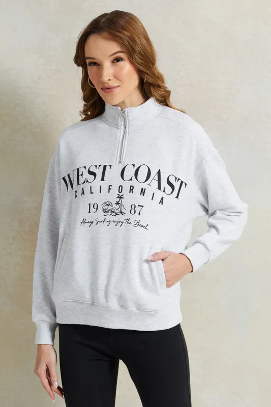 Women Grey Printed Sweatshirt sold by Redtag