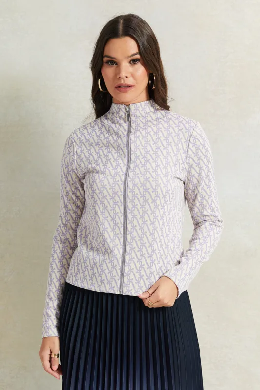 Women Lilac Printed High Neck Top sold by Redtag