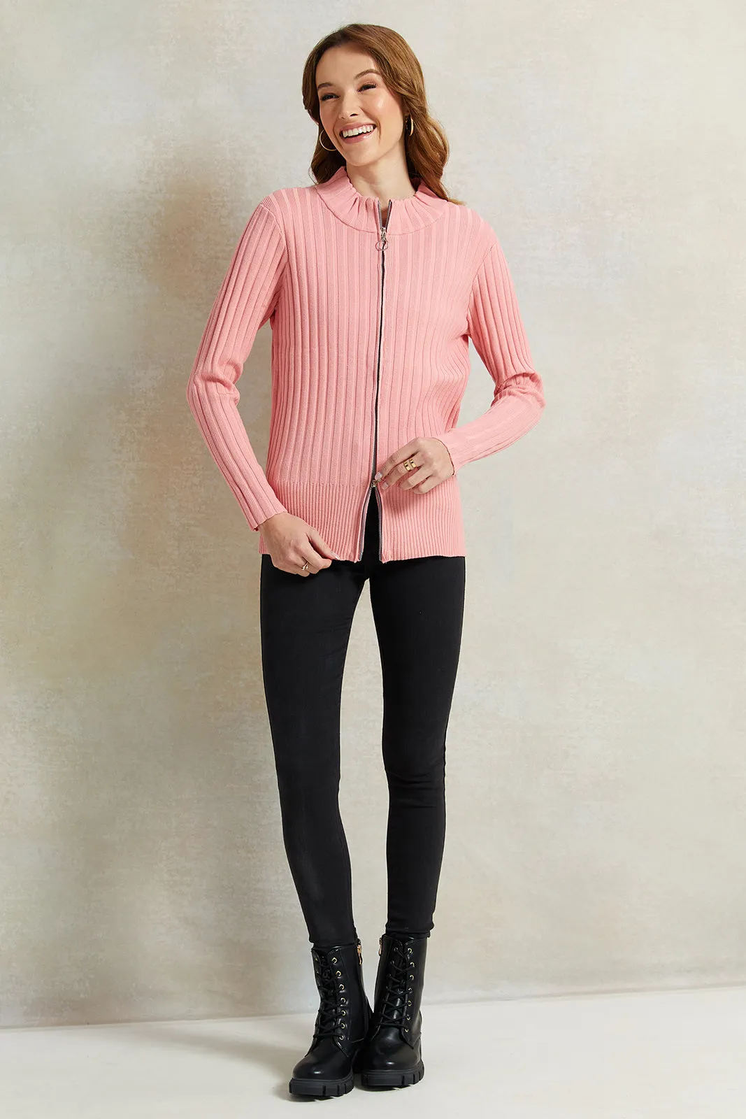 Women Pink Ribbed Pullover sold by Redtag product image thumbnail 2