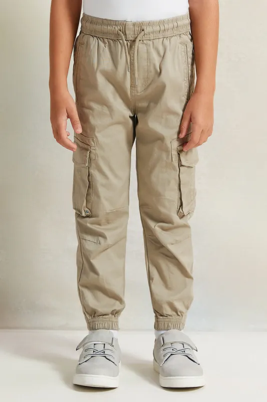 Boys Beige Cargo Pocket Joggers sold by Redtag