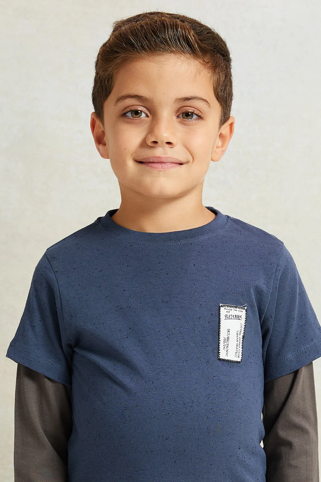 Boys Blue Solid Long Sleeve Doctor T-Shirt sold by Redtag product image thumbnail 4