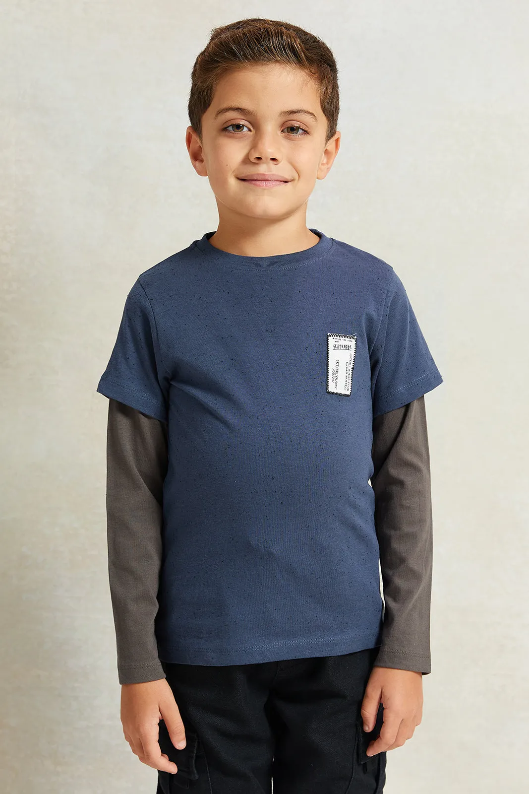 Boys Blue Solid Long Sleeve Doctor T-Shirt sold by Redtag