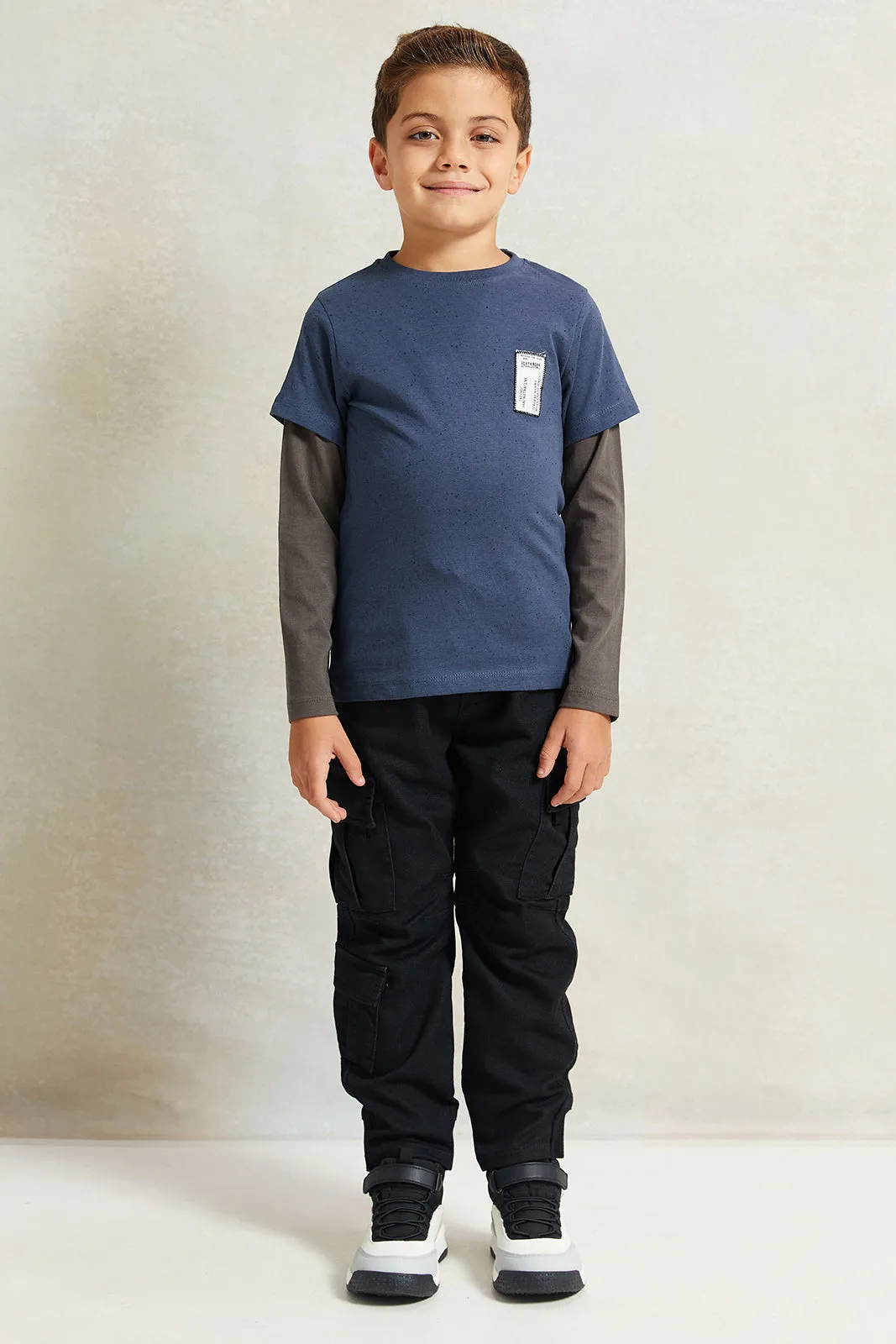 Boys Blue Solid Long Sleeve Doctor T-Shirt sold by Redtag product image thumbnail 2