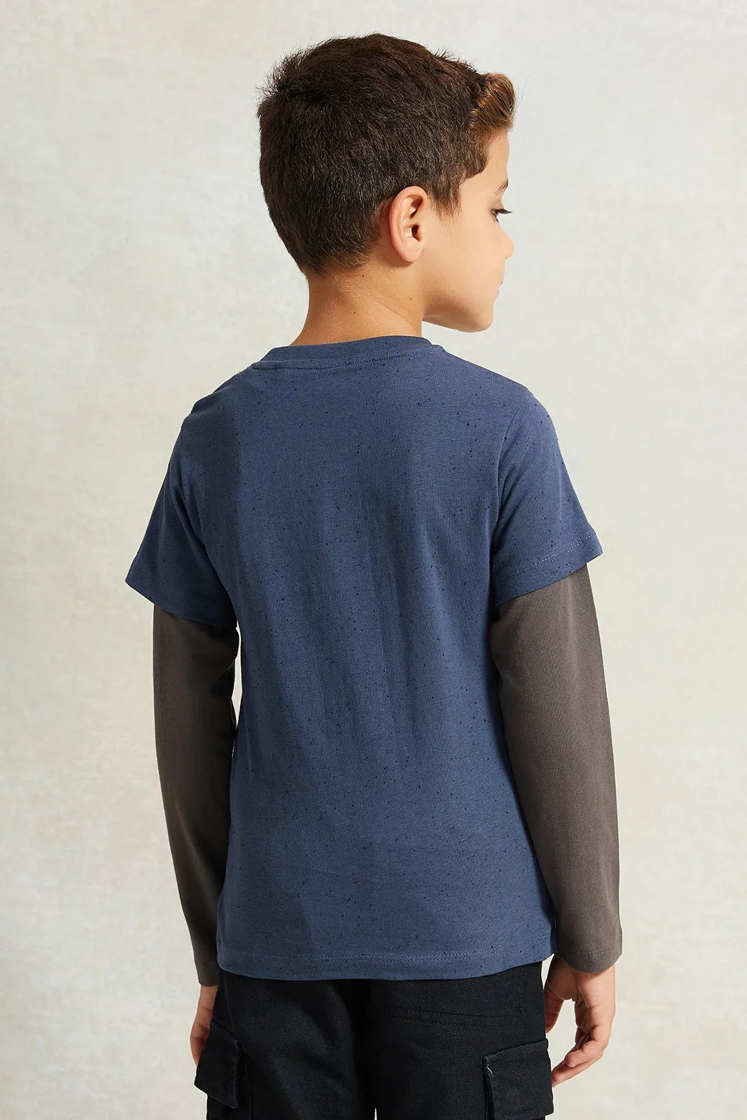 Boys Blue Solid Long Sleeve Doctor T-Shirt sold by Redtag product image thumbnail 3