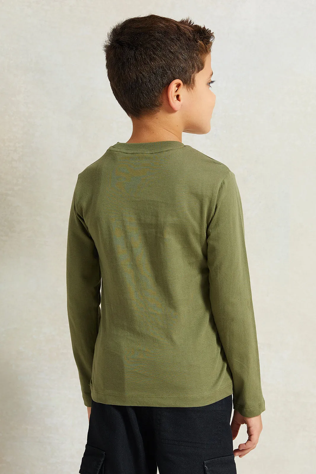 Boys Green Printed Long Sleeve T-Shirt sold by Redtag product image thumbnail 3