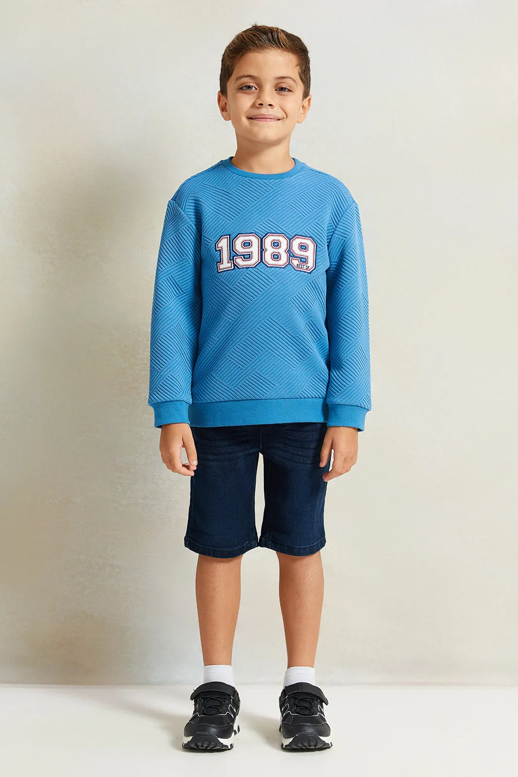 Boys Blue Jacquard Sweatshirt sold by Redtag product image thumbnail 2