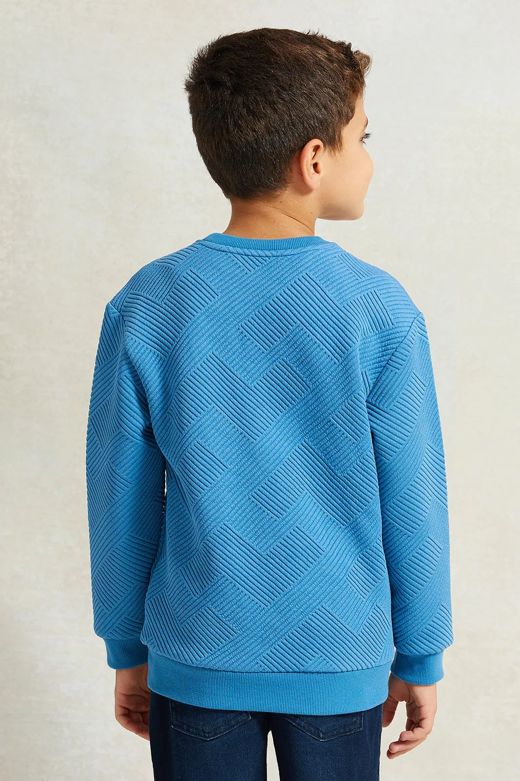 Boys Blue Jacquard Sweatshirt sold by Redtag product image thumbnail 3