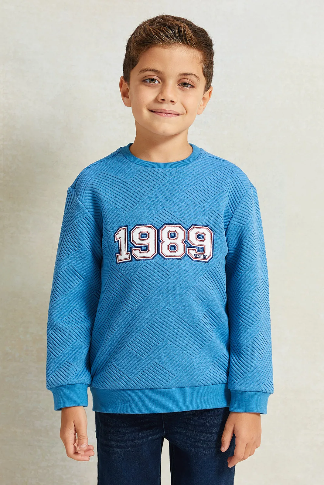 Boys Blue Jacquard Sweatshirt sold by Redtag