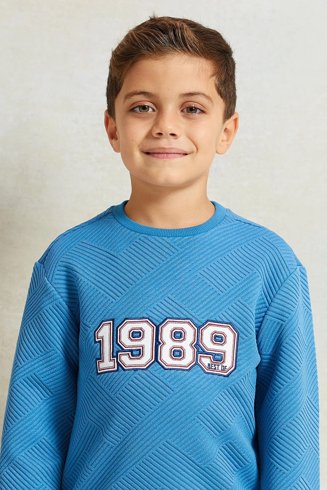 Boys Blue Jacquard Sweatshirt sold by Redtag product image thumbnail 4