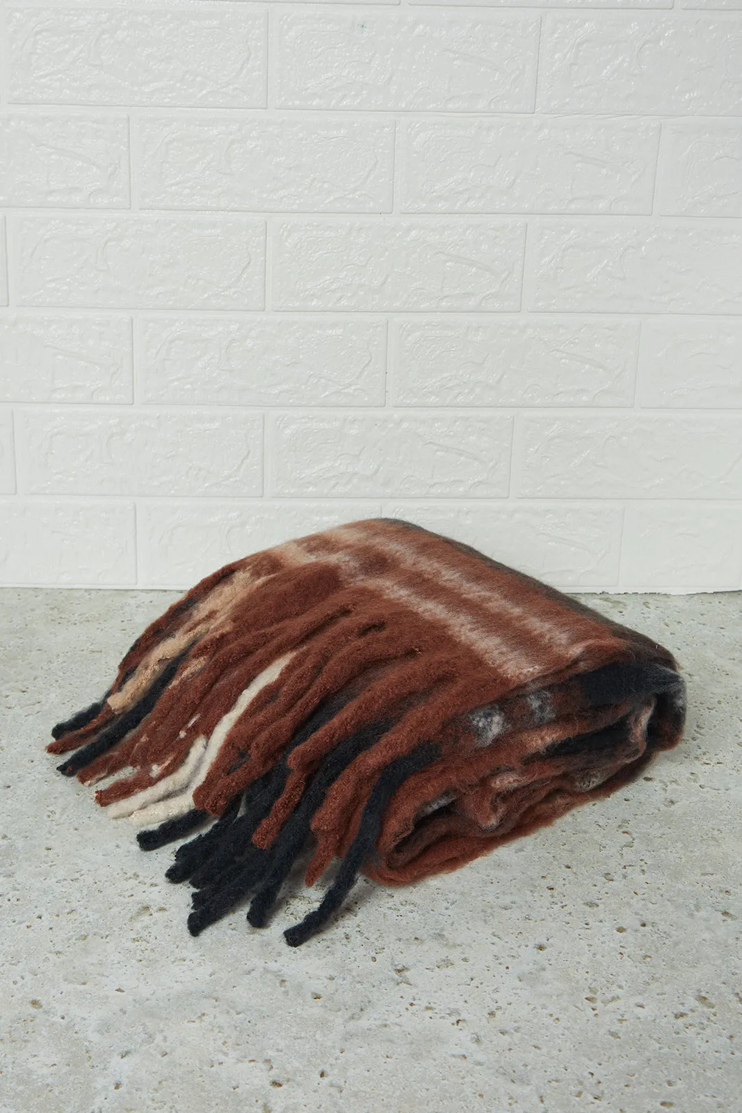Women Brown Knitted Blanket Scarf sold by Redtag product image thumbnail 2