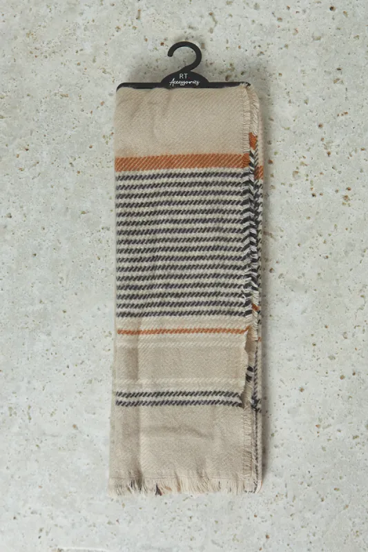 Women Beige Knitted Blanket Scarf sold by Redtag