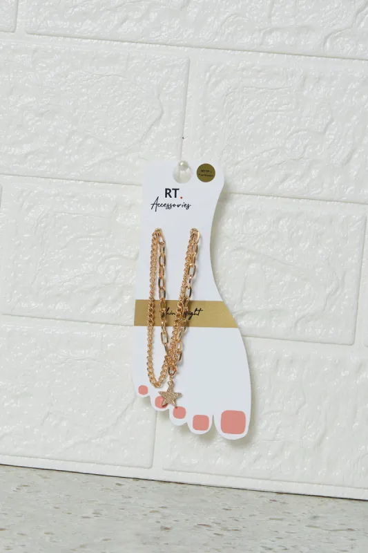 Women Gold Embellished Anklet Set (3 Piece) sold by Redtag